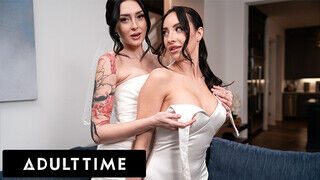 ADULT TIME - Érzéki, romantikus legelső kufircolás a friss leszbi feleségek, Charlotte Sins és Melissa Stratton között