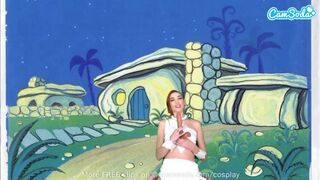 Cuki tinédzser wilma flintstone cosplayben masturbál és cumizza a méretes fazsat