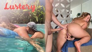 Buxom világos szőke amateur popóját basszák úszás után
